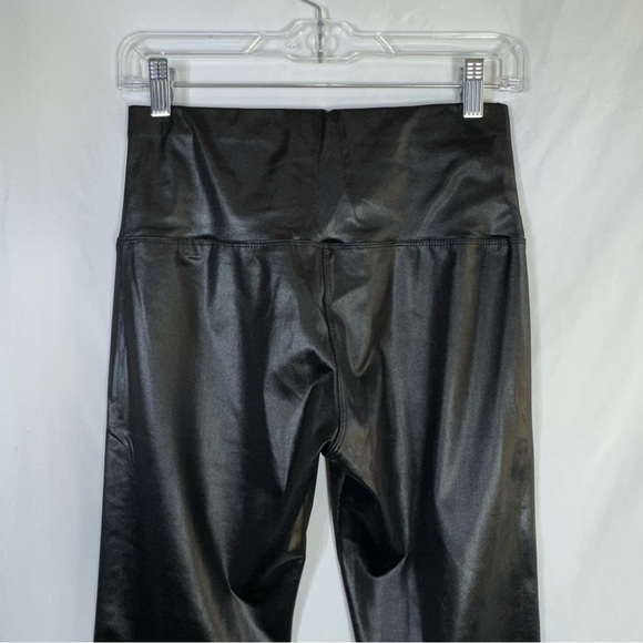 New Mix High Waisted Solid Black Faux Leather Leggings L/XL - Picture 5 of 7